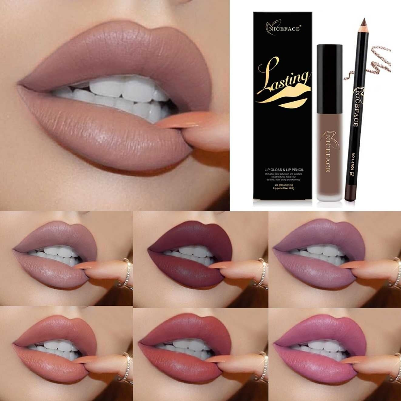 Niceface Matte Lip Gloss & Lip Pencil