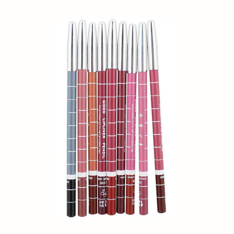 12 Colors Dark Coffee Brown Black Rose Red Eyebrow Eyeliner Lip Pencil