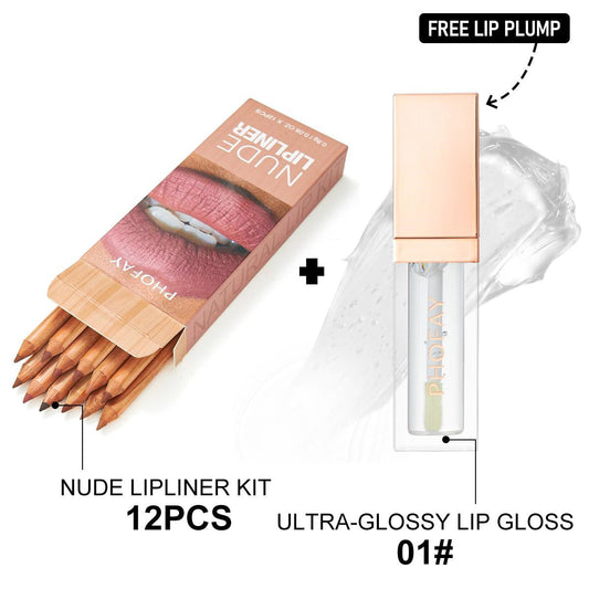 PHOFAY Lip Gloss Nude Lipliner Kit