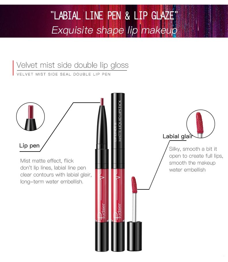 Pudaier Lip Liner & Matte Liquid Lipstick