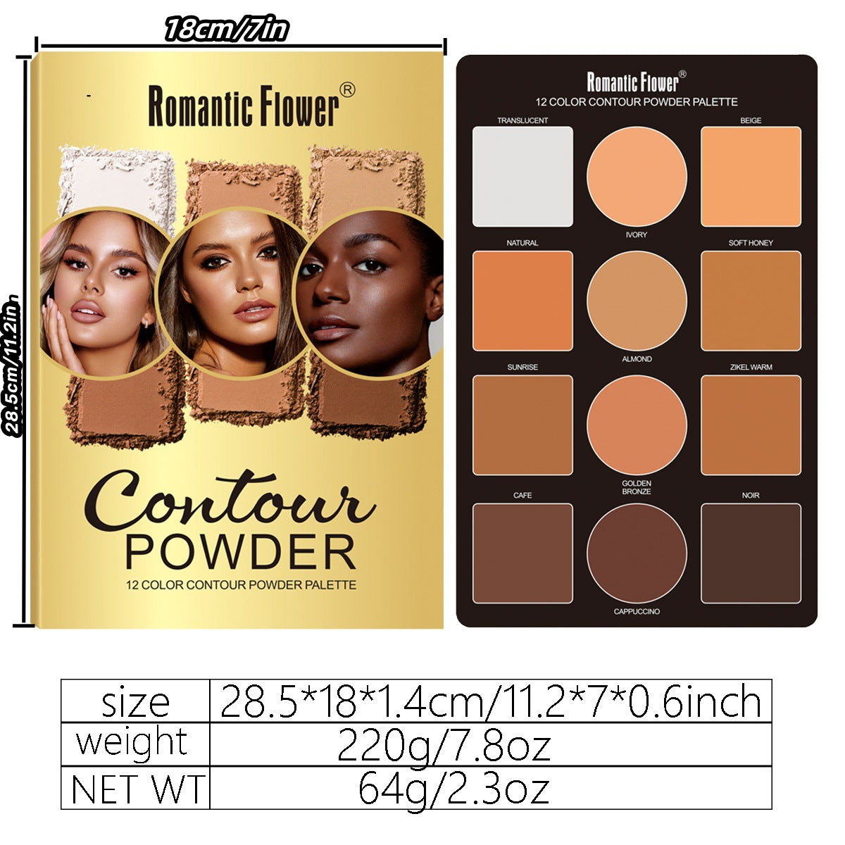 12 Colors Contour Powder Palette
